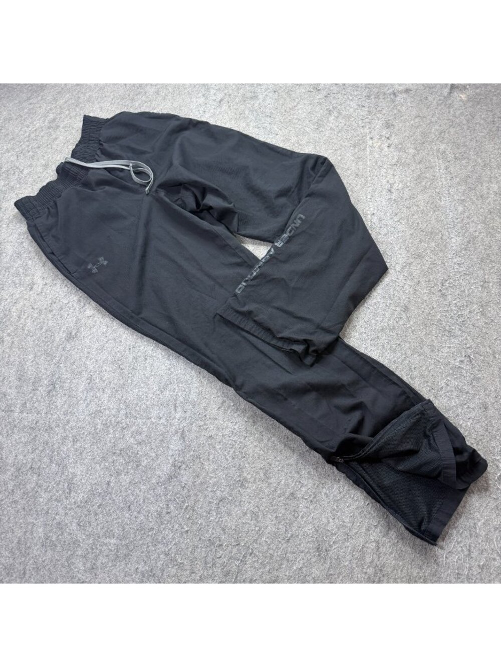 Under Armour Windbreaker Track Pants Men S Black Ankle Zip Ripstop 32" Vital